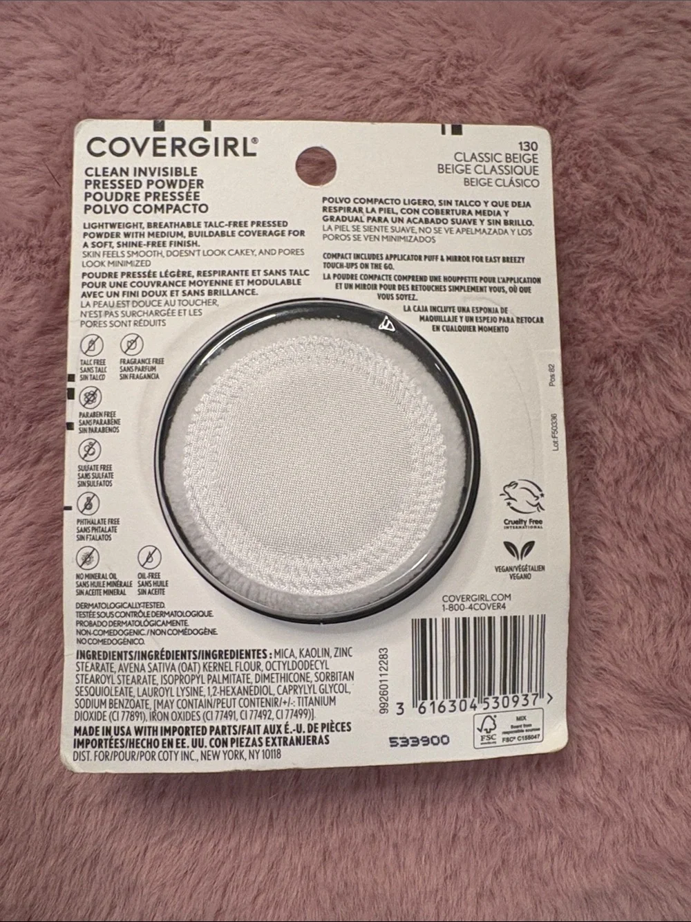 COVERGIRL Clean Invisible Pressed Powder, 130 Classic Beige, 0.38 oz